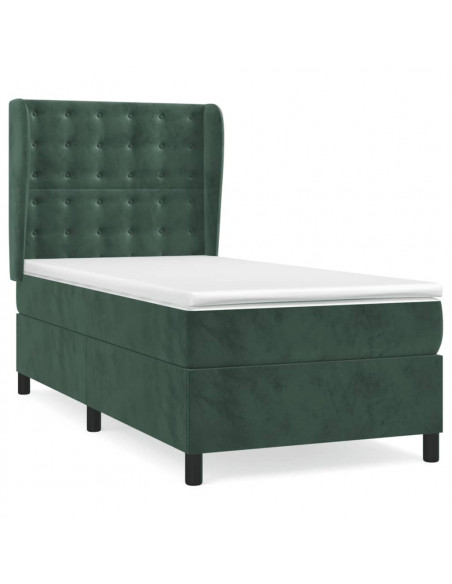 Giroletto a Molle con Materasso Verde Scuro 80x200 cm Velluto