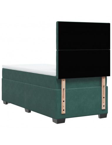 Giroletto a Molle con Materasso Verde Scuro 80x200 cm Velluto