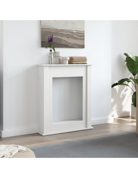 Cornice per Camino Bianca 75x20x87,5 cm in Truciolato