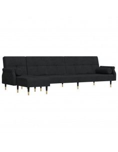 Divano Letto a L Nero 271x140x70 cm in Velluto