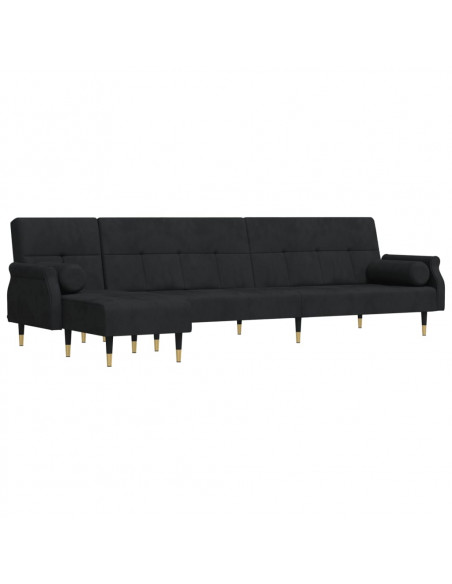 Divano Letto a L Nero 271x140x70 cm in Velluto
