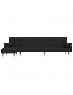 Divano Letto a L Nero 271x140x70 cm in Velluto 2
