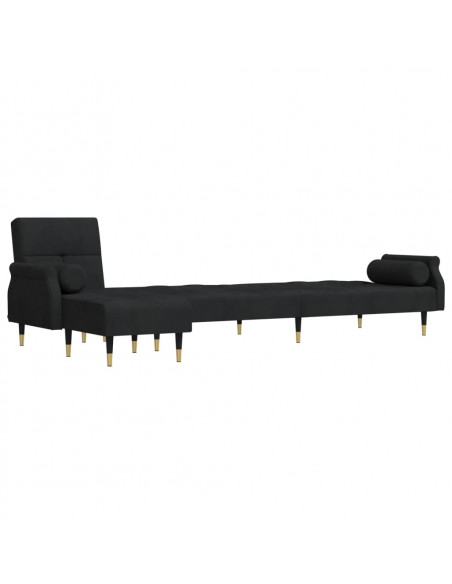 Divano Letto a L Nero 271x140x70 cm in Velluto