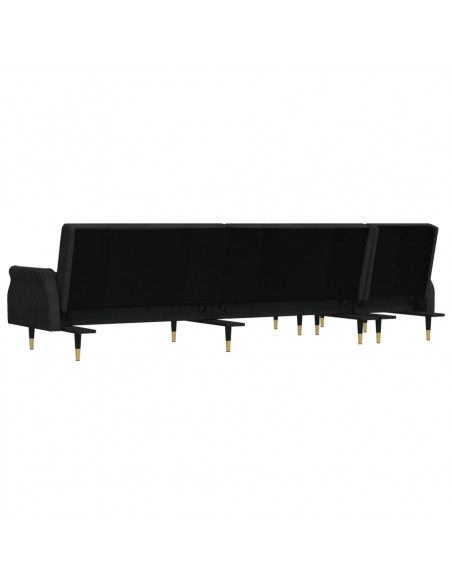 Divano Letto a L Nero 271x140x70 cm in Velluto