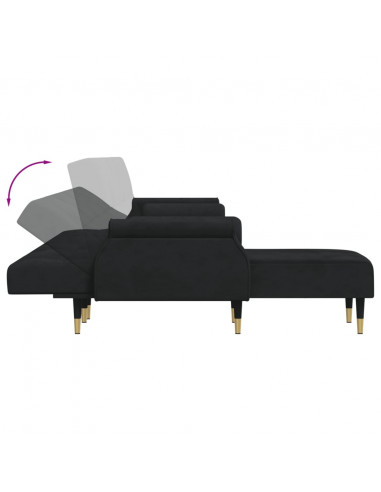Divano Letto a L Nero 271x140x70 cm in Velluto