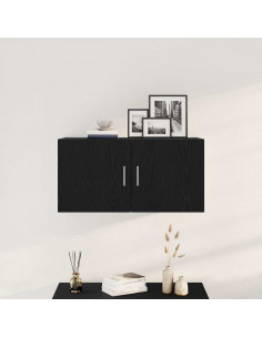 Armadietto a Muro Rovere Nero 80x39x40 cm in Truciolato 2