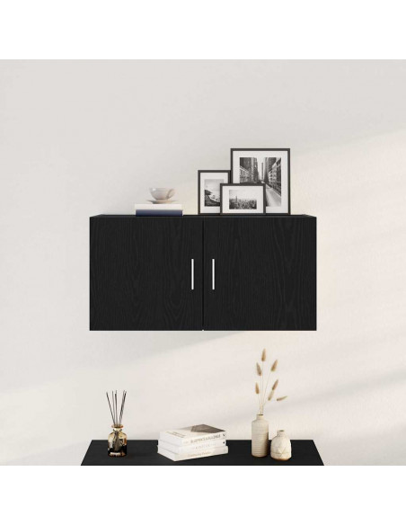 Armadietto a Muro Rovere Nero 80x39x40 cm in Truciolato