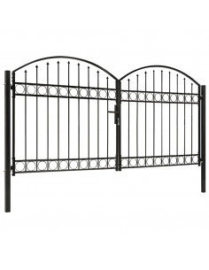 Cancello a Doppia Anta ad Arco in Acciaio 300x125 cm Nero 2