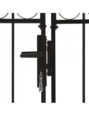 Cancello a Doppia Anta ad Arco in Acciaio 300x125 cm Nero