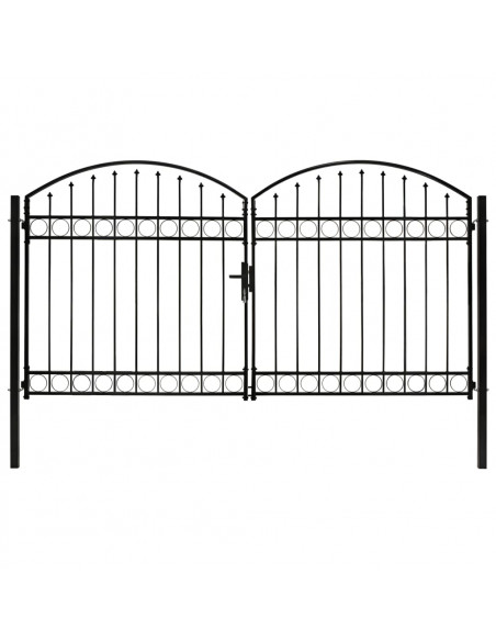 Cancello a Doppia Anta ad Arco in Acciaio 300x175 cm Nero