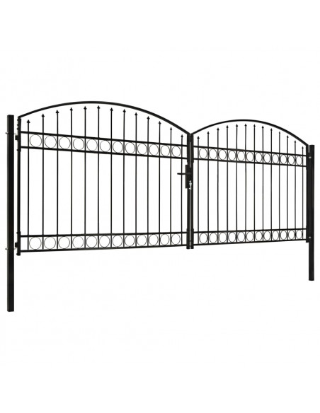 Cancello a Doppia Anta ad Arco in Acciaio 400x150 cm Nero