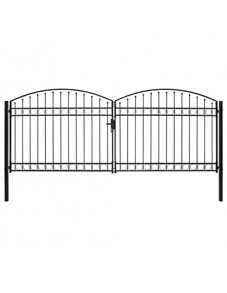 Cancello a Doppia Anta ad Arco in Acciaio 400x175cm Nero