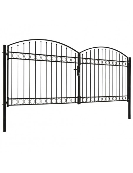 Cancello a Doppia Anta ad Arco in Acciaio 400x175cm Nero