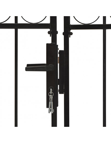 Cancello a Doppia Anta ad Arco in Acciaio 400x175cm Nero
