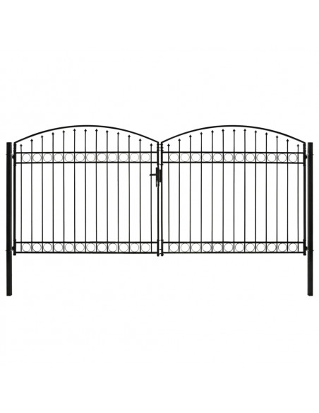 Cancello a Doppia Anta ad Arco in Acciaio 400x200cm Nero