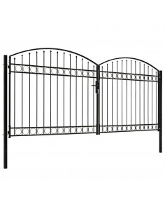 Cancello a Doppia Anta ad Arco in Acciaio 400x200cm Nero 2