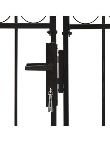 Cancello a Doppia Anta ad Arco in Acciaio 400x200cm Nero