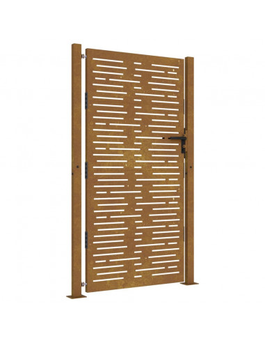 Cancello da giardino 100x175 cm in acciaio Corten design quadrato