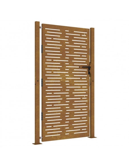 Cancello da giardino 100x175 cm in acciaio Corten design quadrato