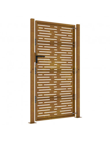 Cancello da giardino 100x175 cm in acciaio Corten design quadrato