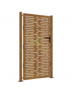 Cancello da Giardino 105x205 cm Acciaio Corten Design Quadrato