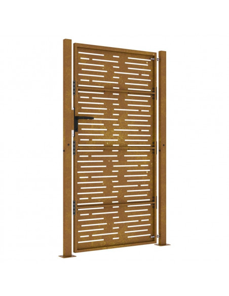 Cancello da Giardino 105x205 cm Acciaio Corten Design Quadrato