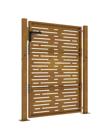 Cancello da Giardino105x155 cm Acciaio Corten Design Quadrato