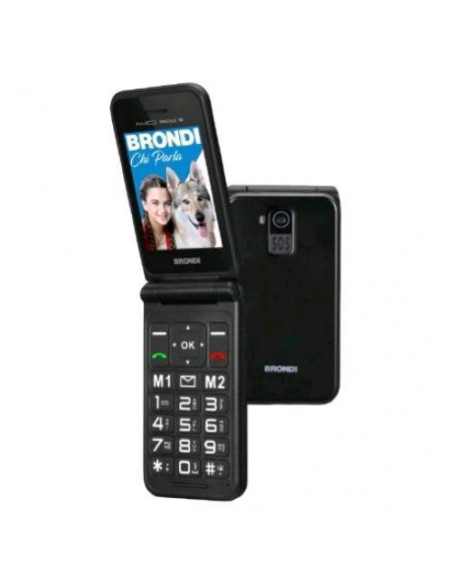 CELLULARE BRONDI AMICO SPECIALE 4G DUAL SIM CLAMSHELL TASTO SOS VOLUME POTENZIATO 4G LTE ITALIA BLACK METAL