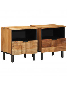 Comodini 2pz 40x33x46 cm in Legno Massello di Acacia