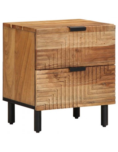 Comodini 2pz 40x33x46 cm in Legno Massello di Acacia