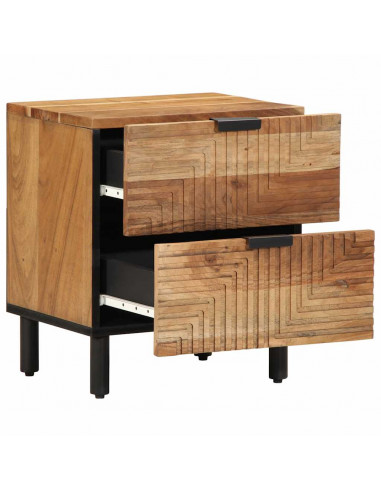 Comodini 2pz 40x33x46 cm in Legno Massello di Acacia