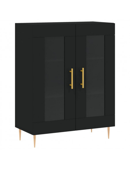 Credenza Nera 69,5x34x180 cm in Legno Multistrato