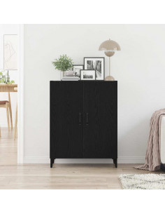 Credenza Rovere Nero 69,5x34x90 cm in Legno Multistrato 2