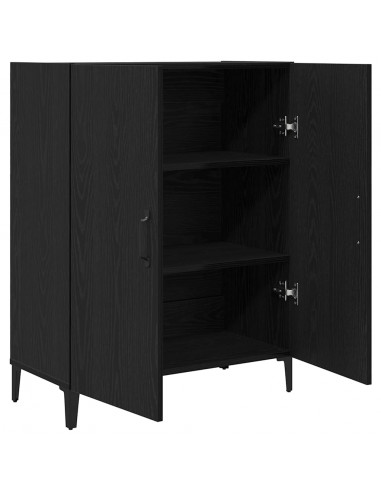 Credenza Rovere Nero 69,5x34x90 cm in Legno Multistrato