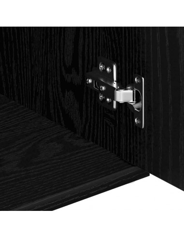 Credenza Rovere Nero 91x29,5x65 cm in Legno Multistrato