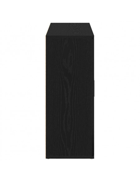 Credenza Rovere Nero 91x29,5x75 cm in Legno Multistrato