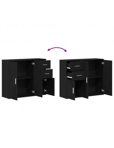 Credenza Rovere Nero 91x29,5x75 cm in Legno Multistrato