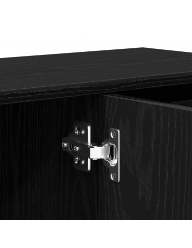 Credenza Rovere Nero 91x29,5x75 cm in Legno Multistrato