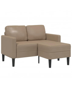 Divano 2 Posti con Chaise a L Cappuccino 125 cm in Similpelle