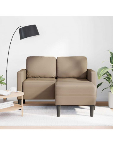 Divano 2 Posti con Chaise a L Cappuccino 125 cm in Similpelle