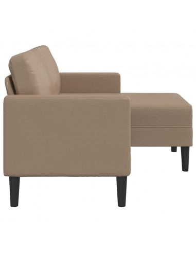 Divano 2 Posti con Chaise a L Cappuccino 125 cm in Similpelle