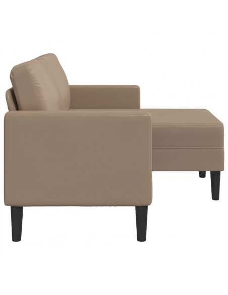 Divano 2 Posti con Chaise a L Cappuccino 125 cm in Similpelle