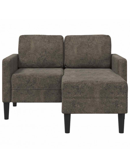 Divano 2 Posti con Chaise a L Grigio Scuro 125 cm in Similpelle