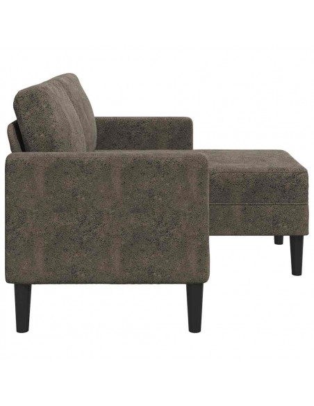 Divano 2 Posti con Chaise a L Grigio Scuro 125 cm in Similpelle