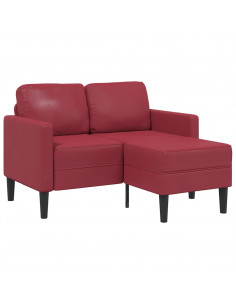 Divano 2 Posti con Chaise a L Rosso Vino 125 cm in Similpelle