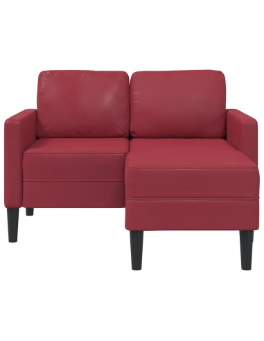 Divano 2 Posti con Chaise a L Rosso Vino 125 cm in Similpelle