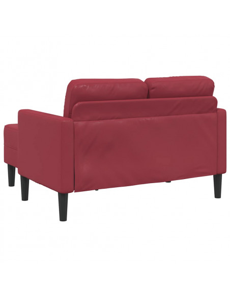 Divano 2 Posti con Chaise a L Rosso Vino 125 cm in Similpelle