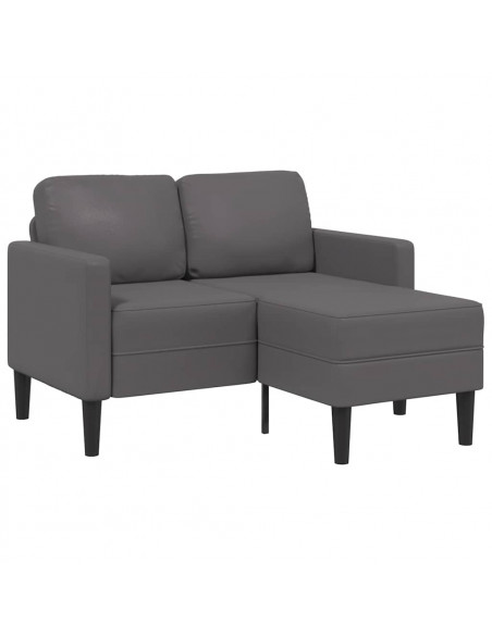 Divano 2 Posti con Chaise longue a L Grigio 125cm in Similpelle