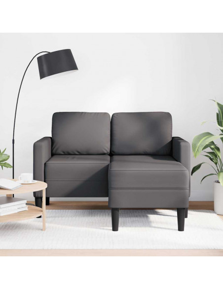 Divano 2 Posti con Chaise longue a L Grigio 125cm in Similpelle