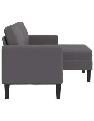 Divano 2 Posti con Chaise longue a L Grigio 125cm in Similpelle